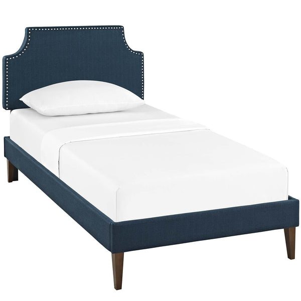 Corene Twin Fabric Platform Bed with Squared Tapered Legs image