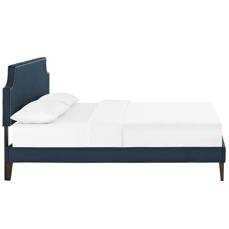 Corene King Fabric Platform Bed with Squared Tapered Legs