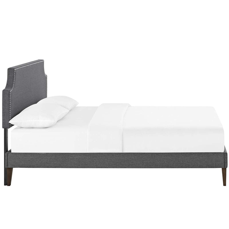 Corene Queen Fabric Platform Bed with Squared Tapered Legs