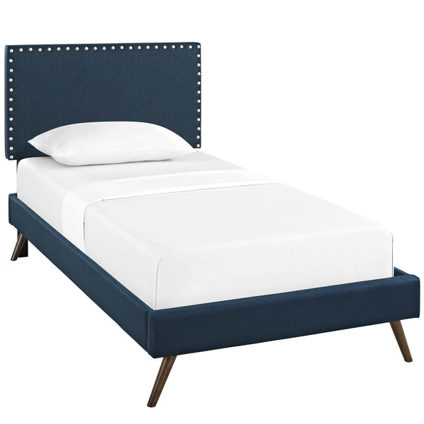 Macie Twin Fabric Platform Bed with Round Splayed Legs image