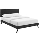 Macie Queen Vinyl Platform Bed with Round Splayed Legs