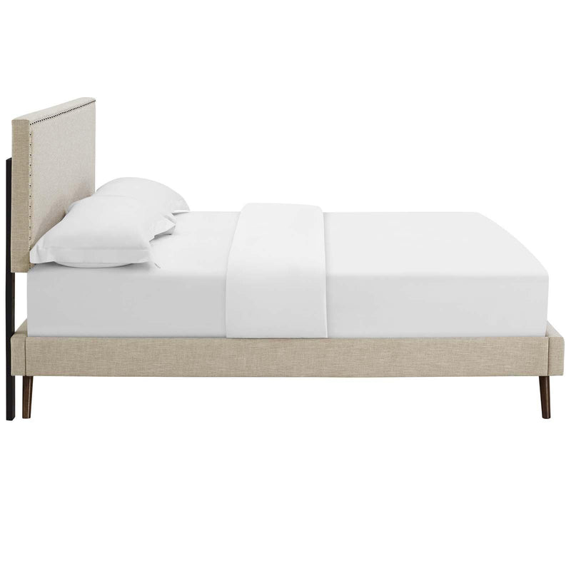 Macie King Fabric Platform Bed with Round Splayed Legs