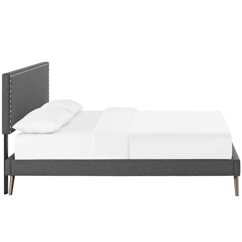 Macie King Fabric Platform Bed with Round Splayed Legs