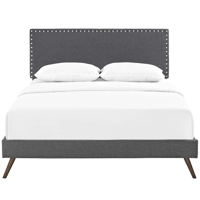 Macie King Fabric Platform Bed with Round Splayed Legs