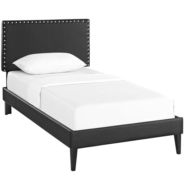 Macie Twin Vinyl Platform Bed with Squared Tapered Legs image