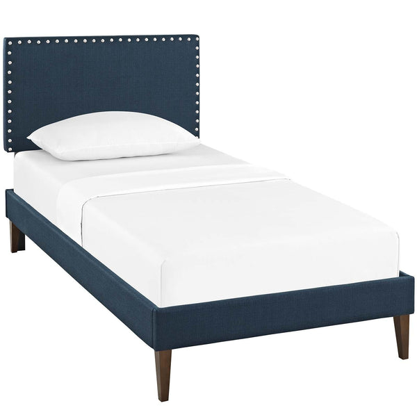 Macie Twin Fabric Platform Bed with Squared Tapered Legs image