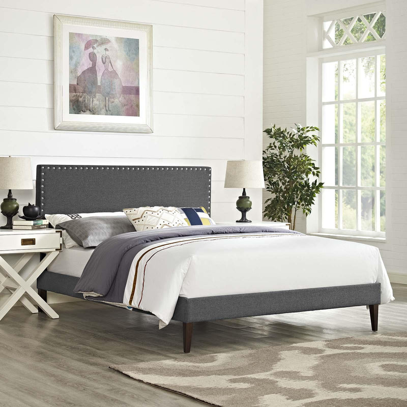 Macie King Fabric Platform Bed with Squared Tapered Legs