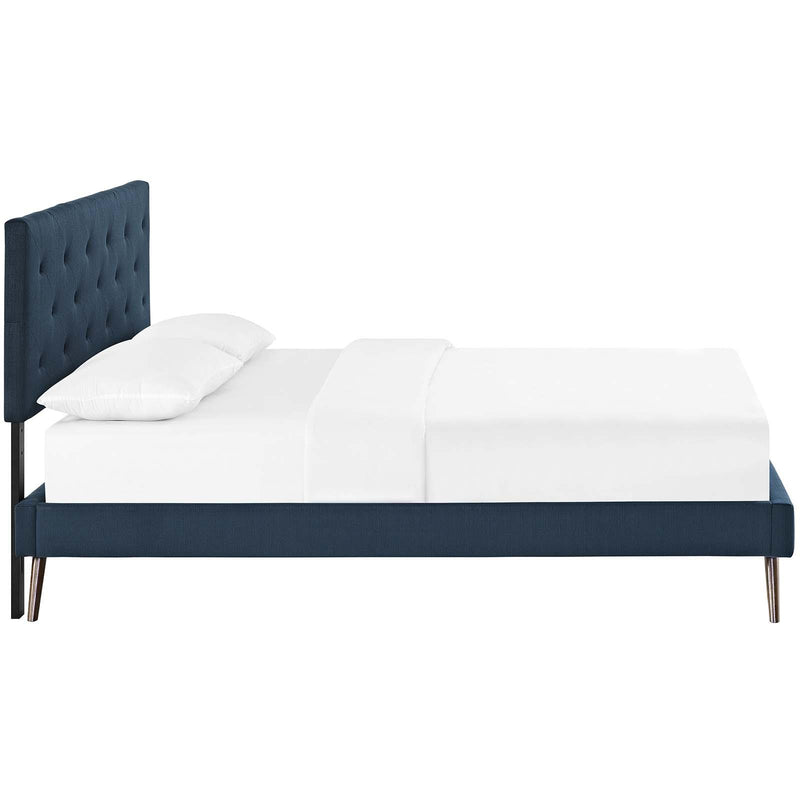 Tarah Queen Fabric Platform Bed with Round Splayed Legs