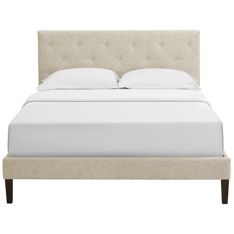 Tarah King Fabric Platform Bed with Squared Tapered Legs