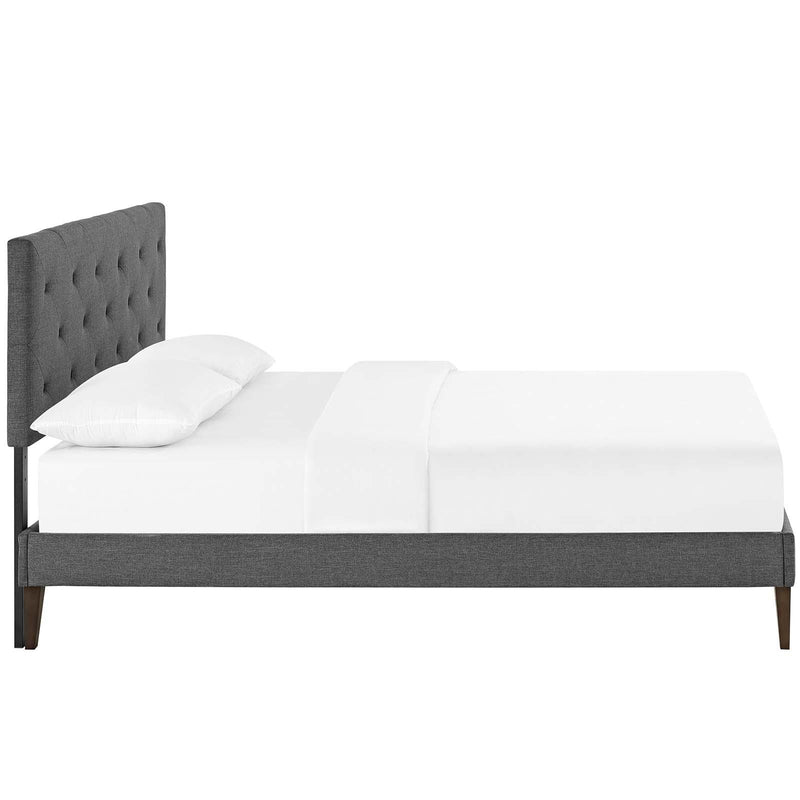 Tarah Queen Fabric Platform Bed with Squared Tapered Legs