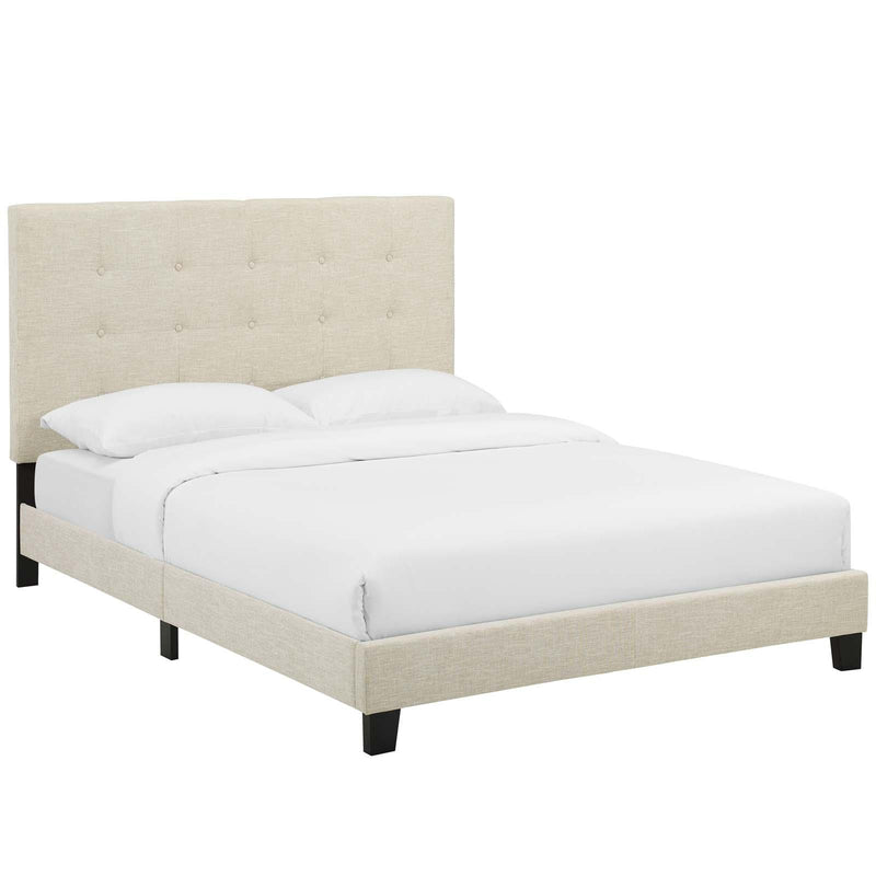 Melanie Twin Tufted Button Upholstered Fabric Platform Bed