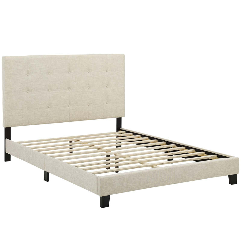 Melanie Queen Tufted Button Upholstered Fabric Platform Bed