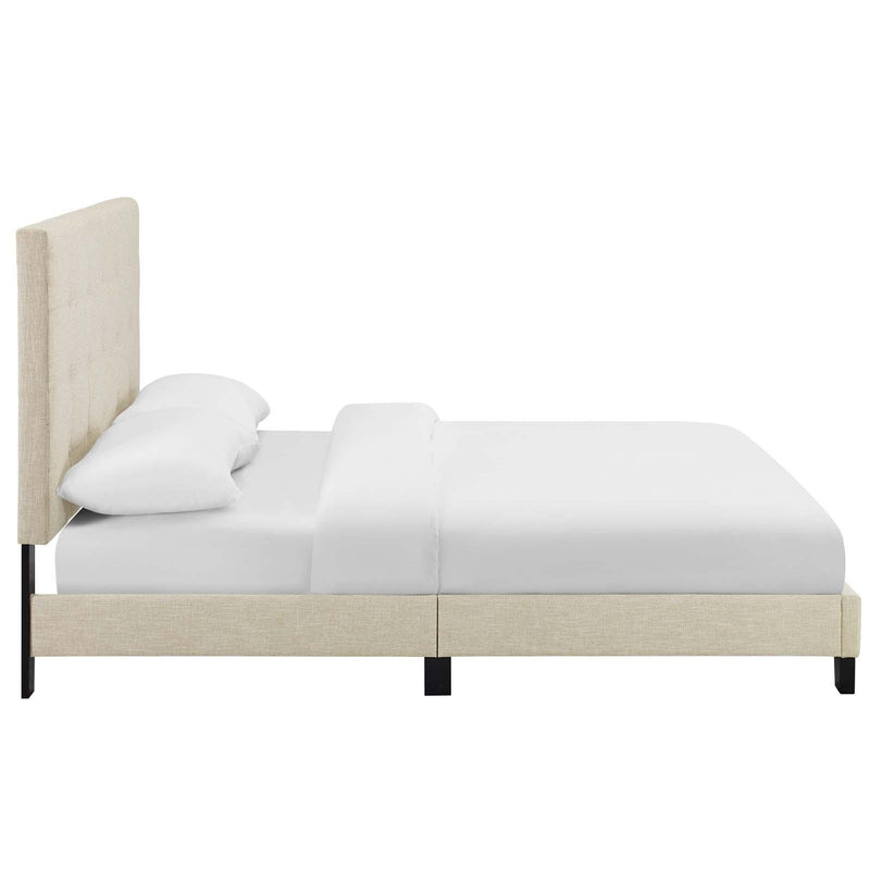 Melanie Queen Tufted Button Upholstered Fabric Platform Bed