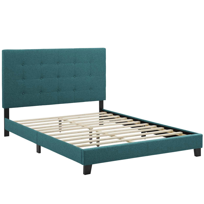 Melanie Queen Tufted Button Upholstered Fabric Platform Bed