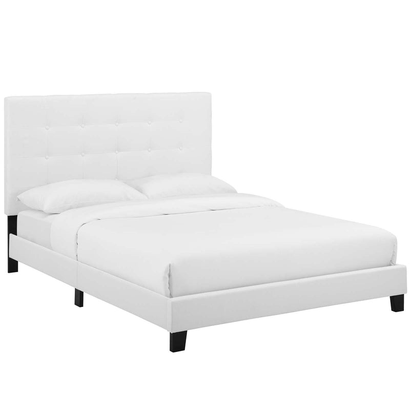 Melanie Twin Tufted Button Upholstered Fabric Platform Bed