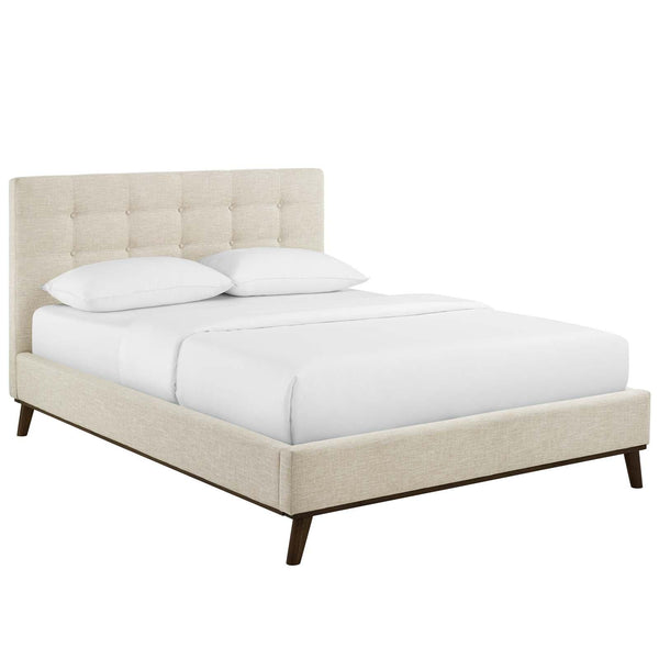 McKenzie Queen Biscuit Tufted Upholstered Fabric Platform Bed image
