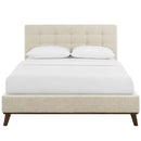 McKenzie Queen Biscuit Tufted Upholstered Fabric Platform Bed