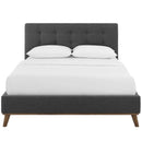 McKenzie Queen Biscuit Tufted Upholstered Fabric Platform Bed