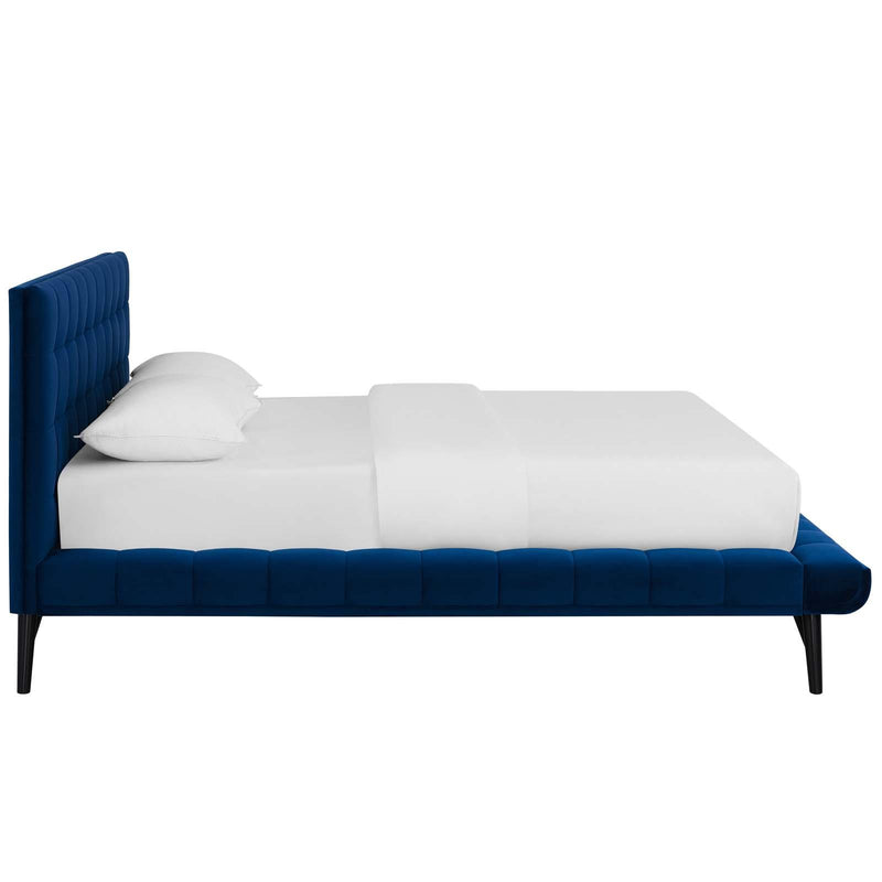 Julia Queen Biscuit Tufted Performance Velvet Platform Bed