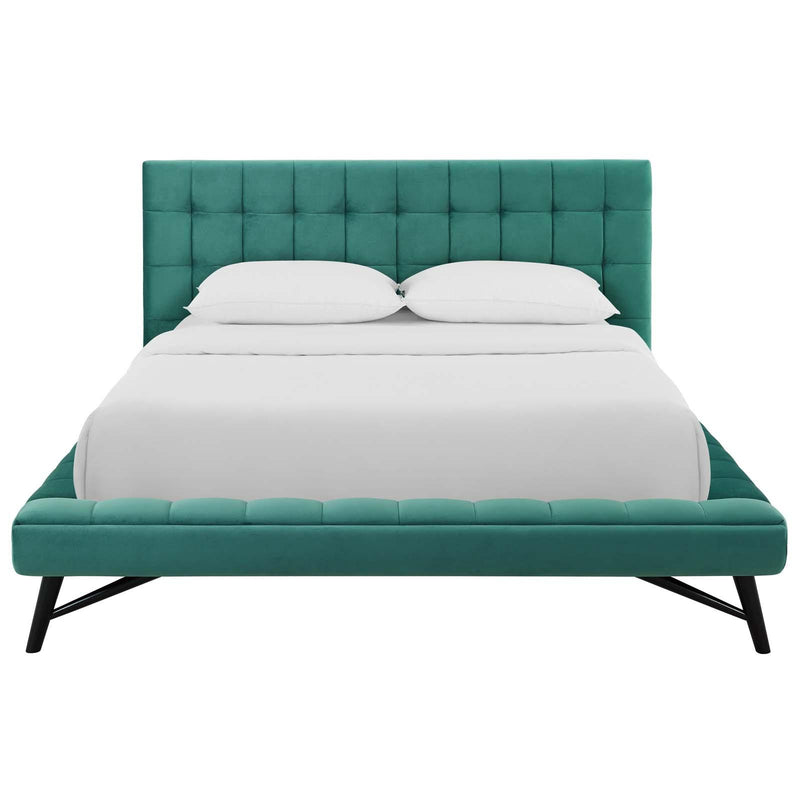 Julia Queen Biscuit Tufted Performance Velvet Platform Bed