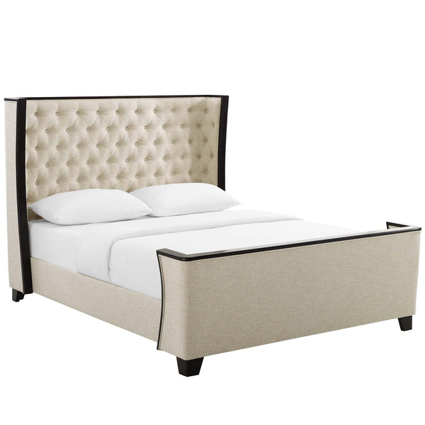 Galia Queen Upholstered Linen Fabric Platform Bed image