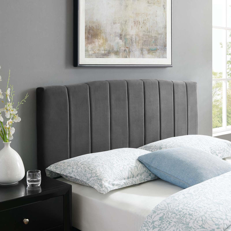 Camilla Channel Tufted Twin Performance Velvet Headboard