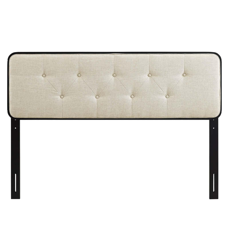 Collins Tufted Queen Fabric and Wood Headboard