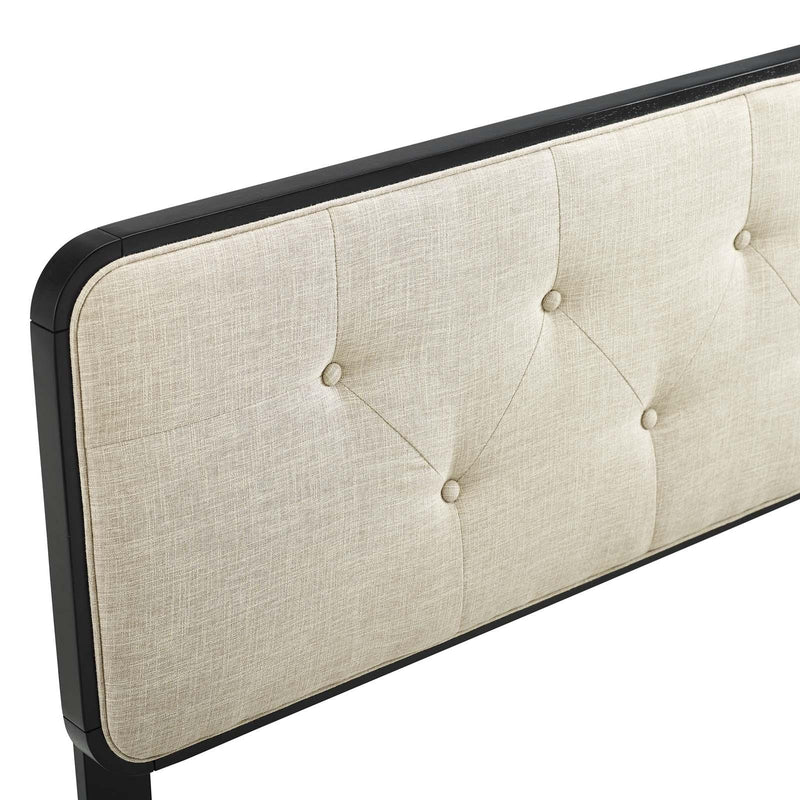 Collins Tufted Queen Fabric and Wood Headboard