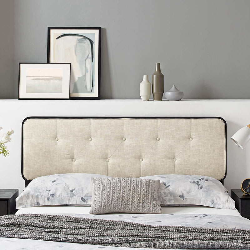 Collins Tufted King Fabric and Wood Headboard