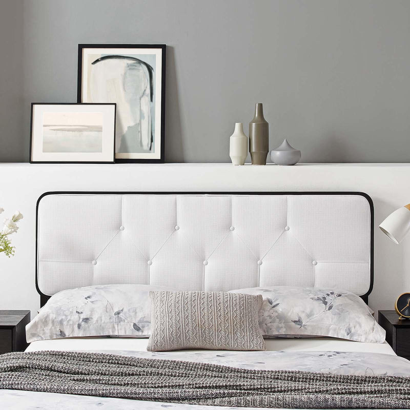 Collins Tufted Queen Fabric and Wood Headboard