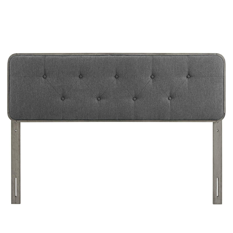 Collins Tufted Queen Fabric and Wood Headboard