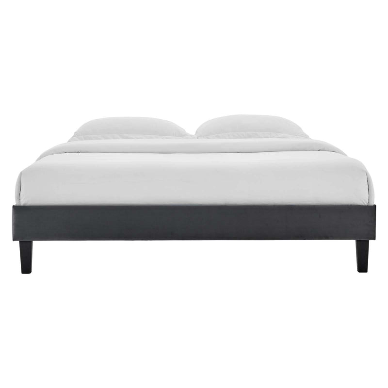 Reign Queen Performance Velvet Platform Bed Frame