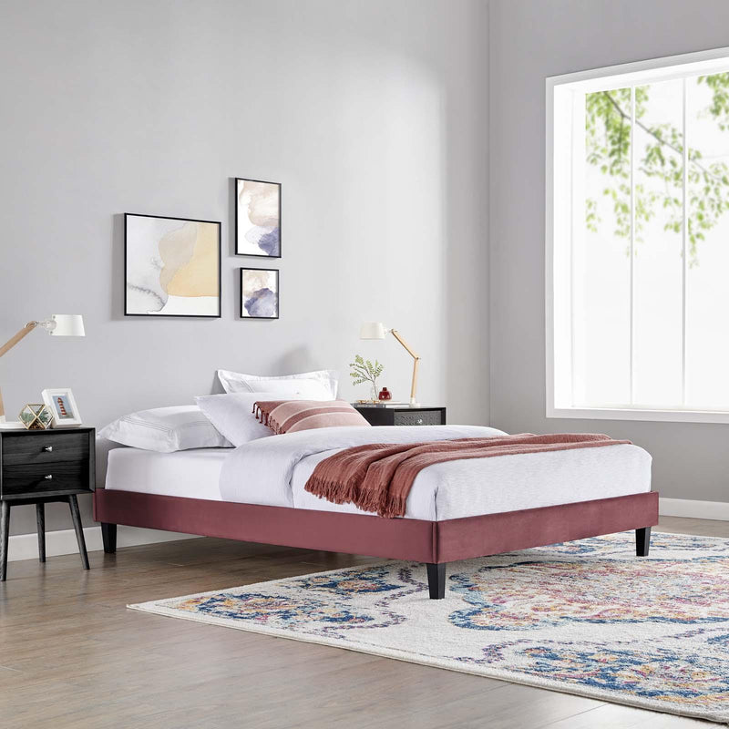 Reign King Performance Velvet Platform Bed Frame