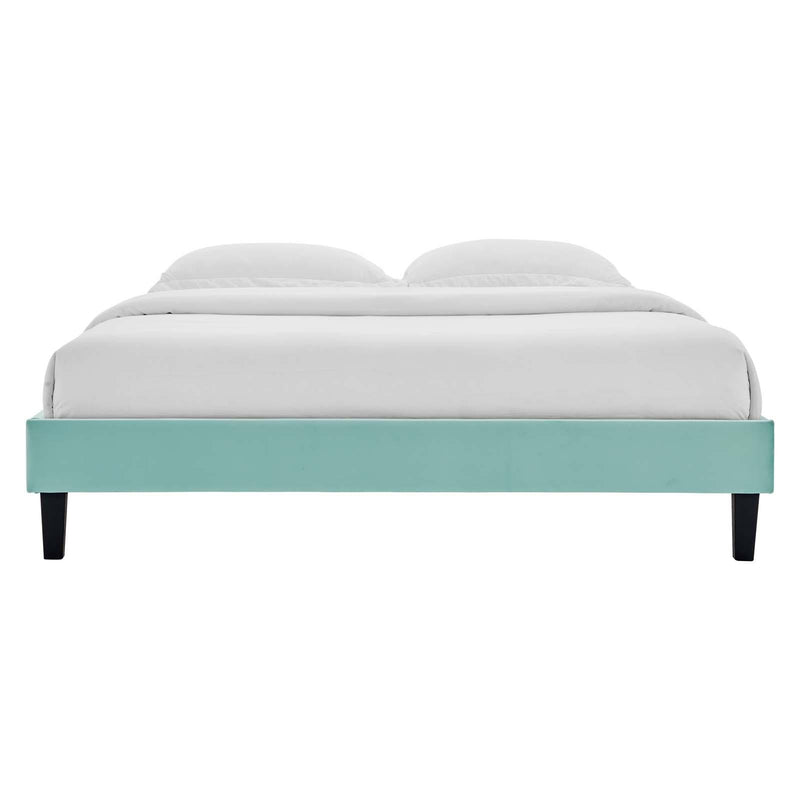 Reign Queen Performance Velvet Platform Bed Frame