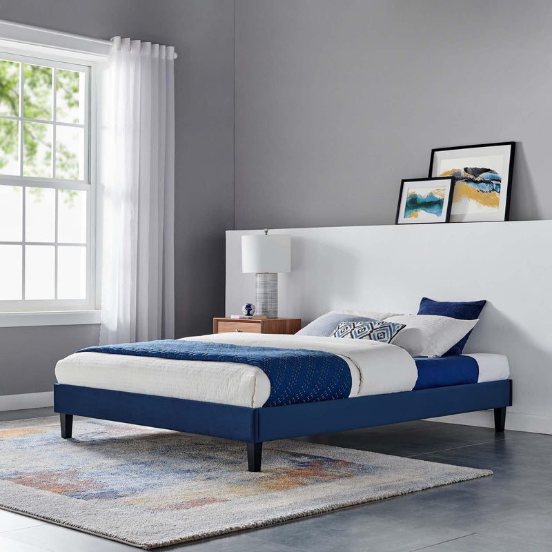 Reign King Performance Velvet Platform Bed Frame