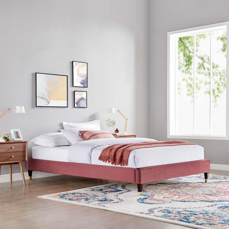 Harlow Queen Performance Velvet Platform Bed Frame