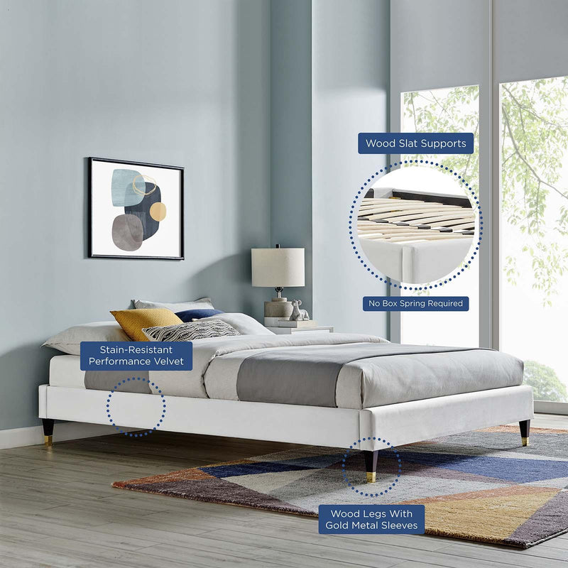 Harlow Twin Performance Velvet Platform Bed Frame