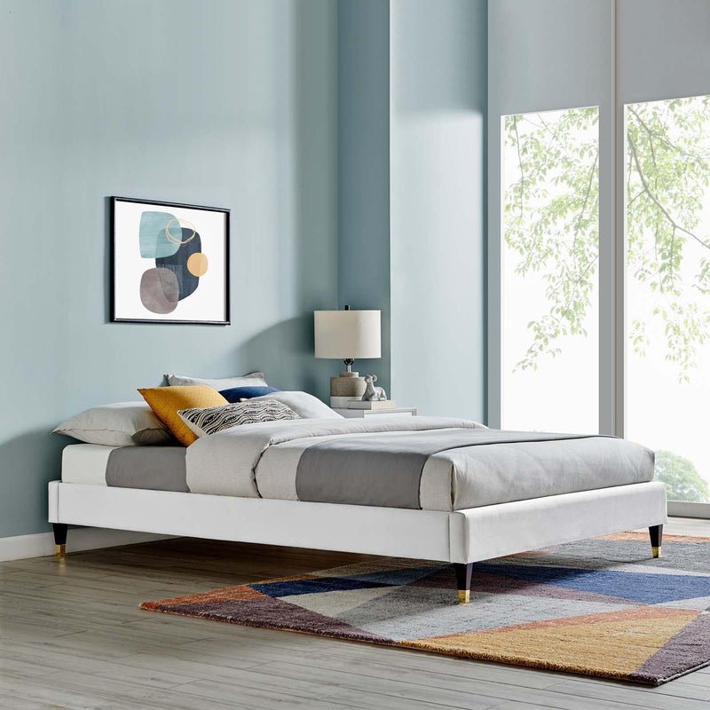 Harlow Queen Performance Velvet Platform Bed Frame