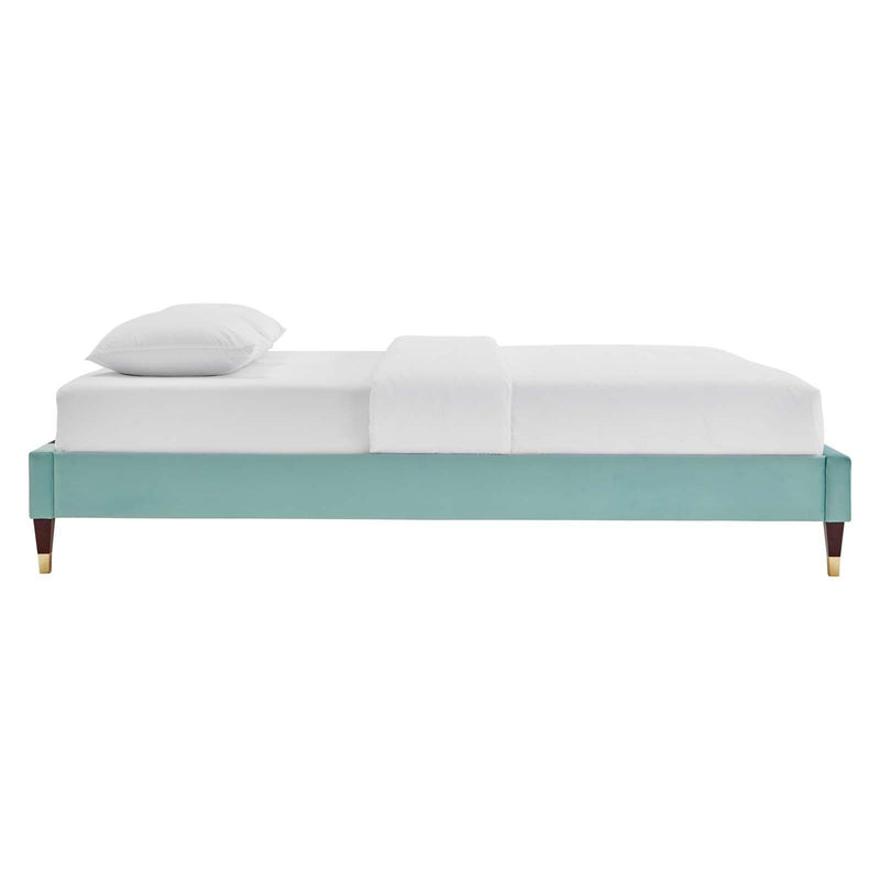 Harlow Twin Performance Velvet Platform Bed Frame