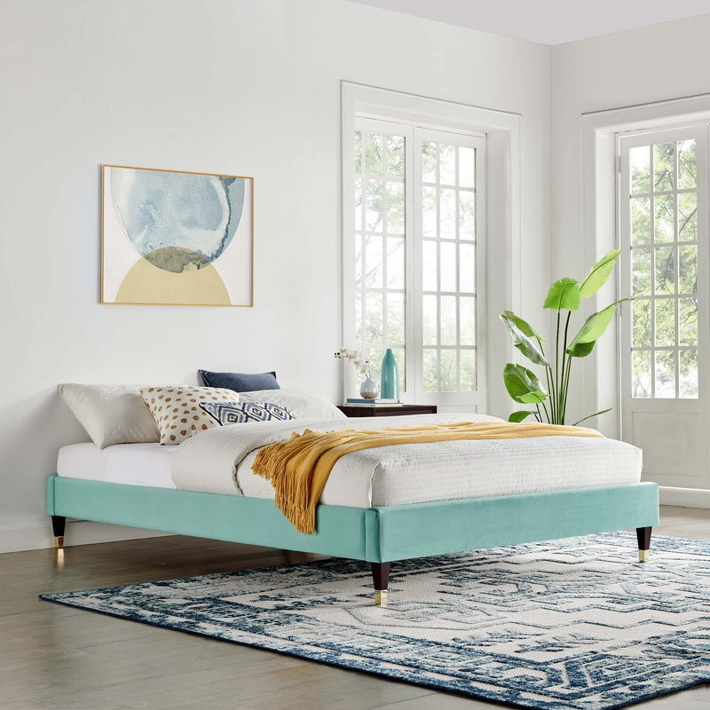 Harlow Queen Performance Velvet Platform Bed Frame