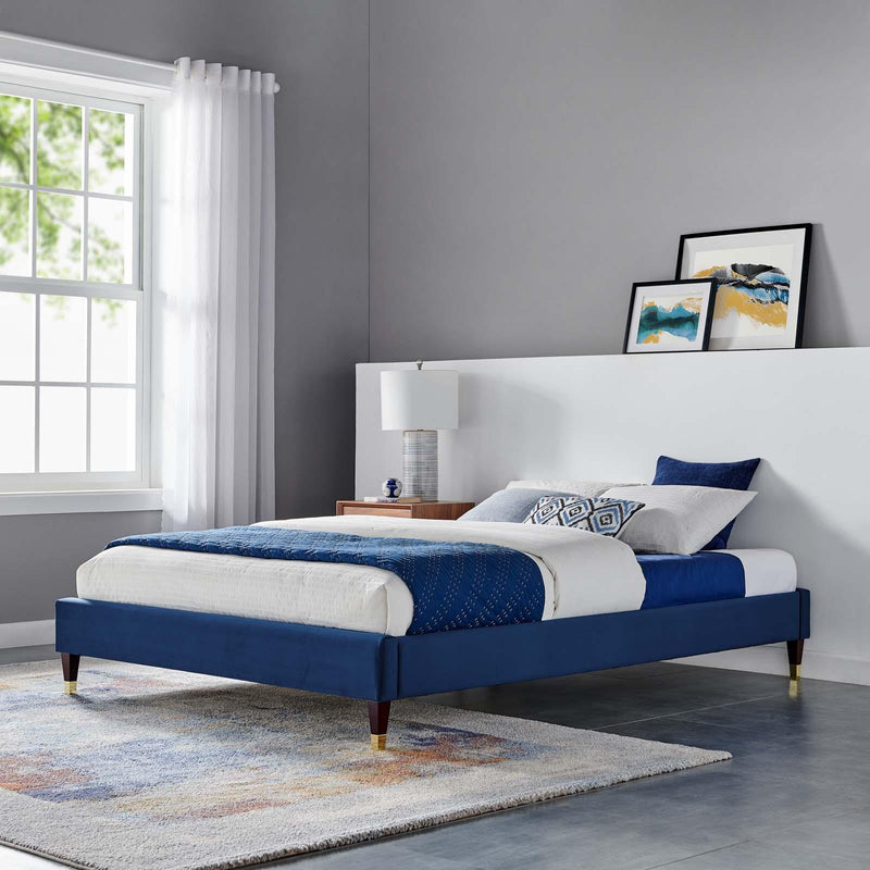 Harlow King Performance Velvet Platform Bed Frame