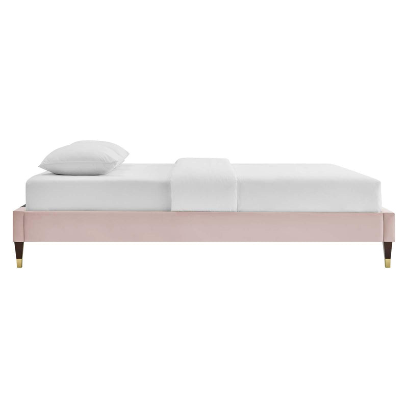 Harlow Twin Performance Velvet Platform Bed Frame