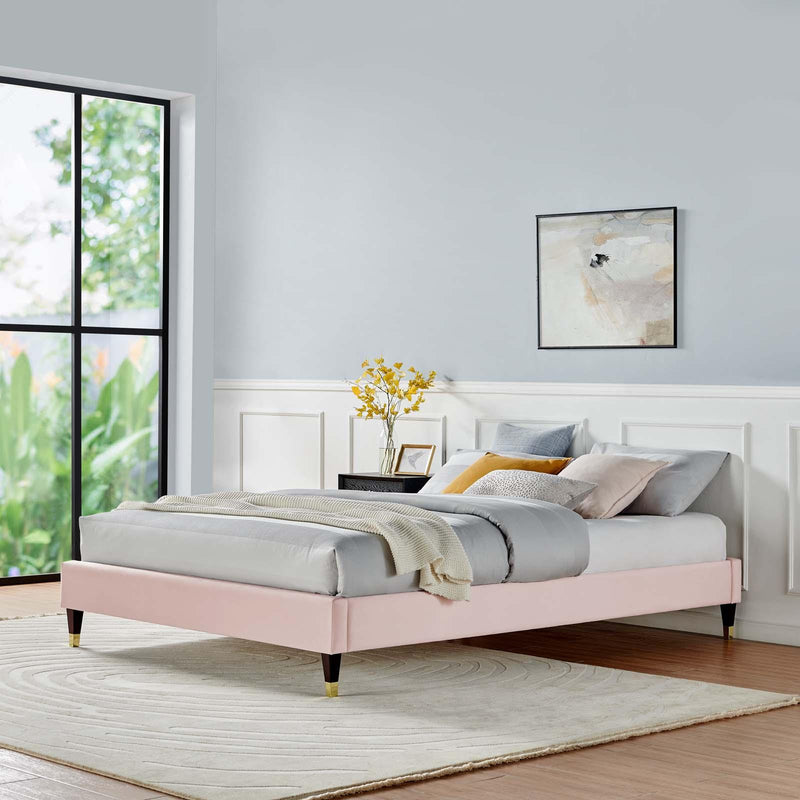 Harlow Twin Performance Velvet Platform Bed Frame