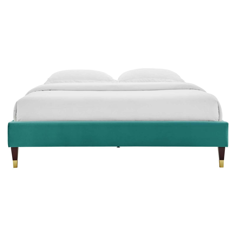 Harlow Queen Performance Velvet Platform Bed Frame