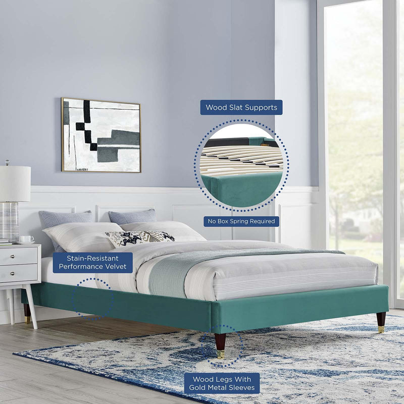 Harlow Twin Performance Velvet Platform Bed Frame