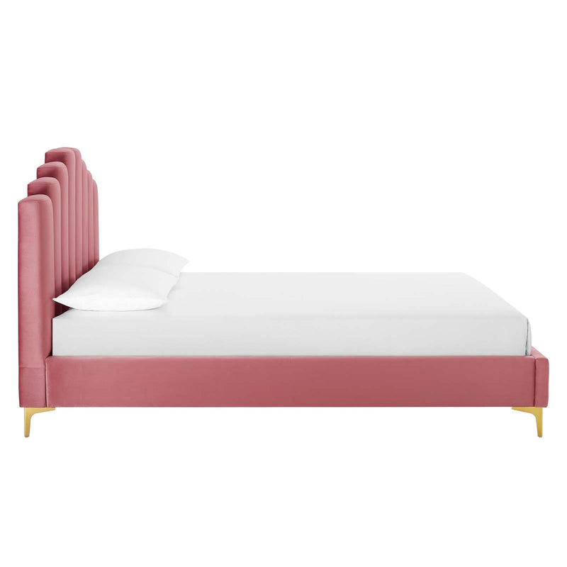 Olivia Queen Performance Velvet Platform Bed