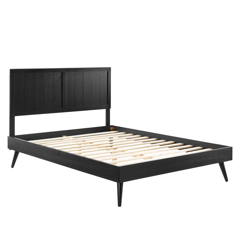 Alana King Wood Platform Bed With Splayed Legs