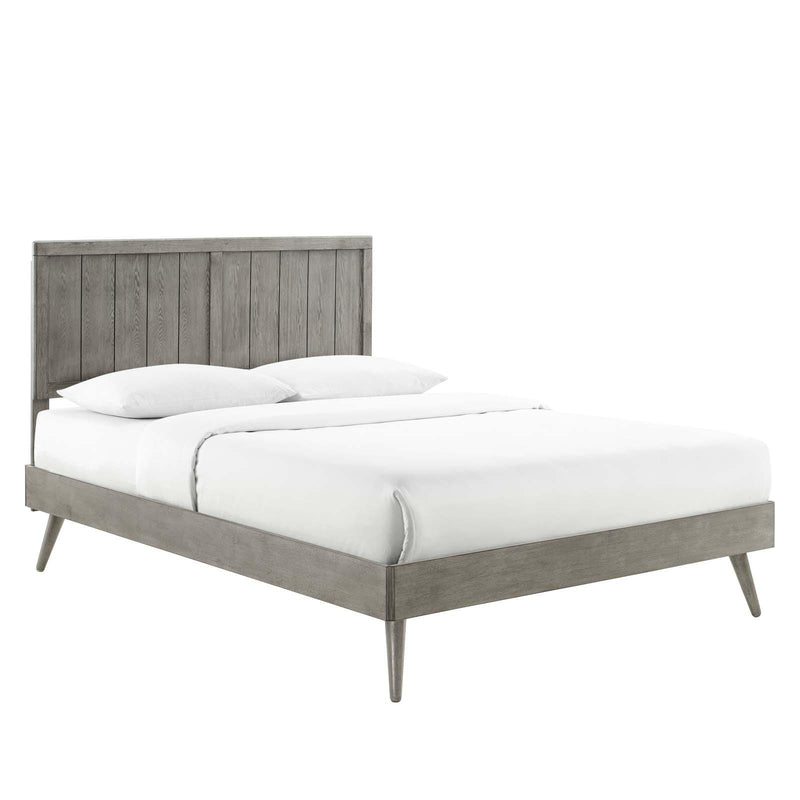 Alana Queen Wood Platform Bed With Splayed Legs