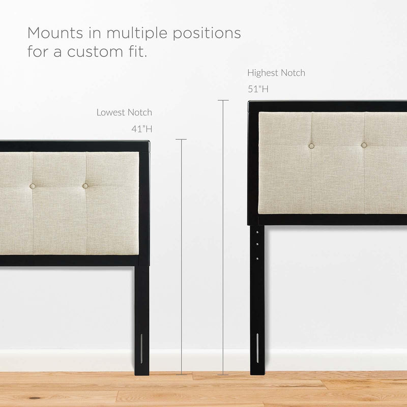 Draper Tufted Twin Fabric and Wood Headboard