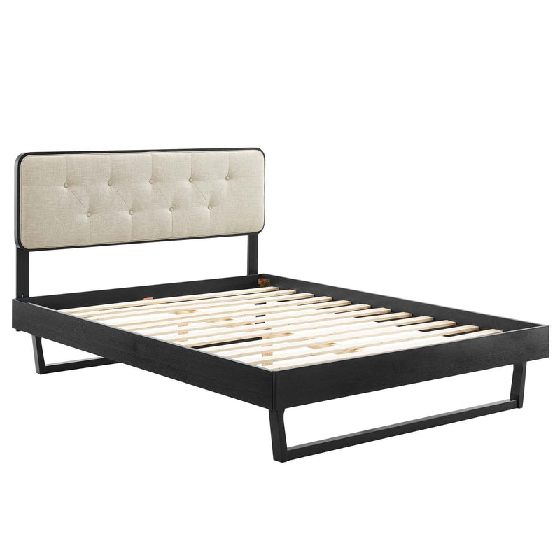 Bridgette Full Wood Platform Bed With Angular Frame
